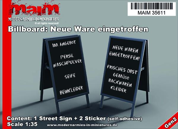 MAIM Neue Ware eingetroffen Street Sign