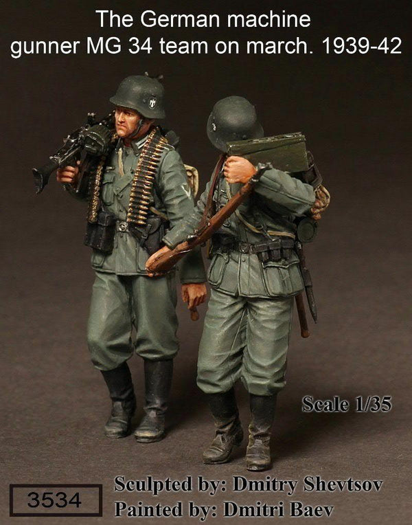 1/35 Scale The German Machine Gun MG 34 team on march.1939-42