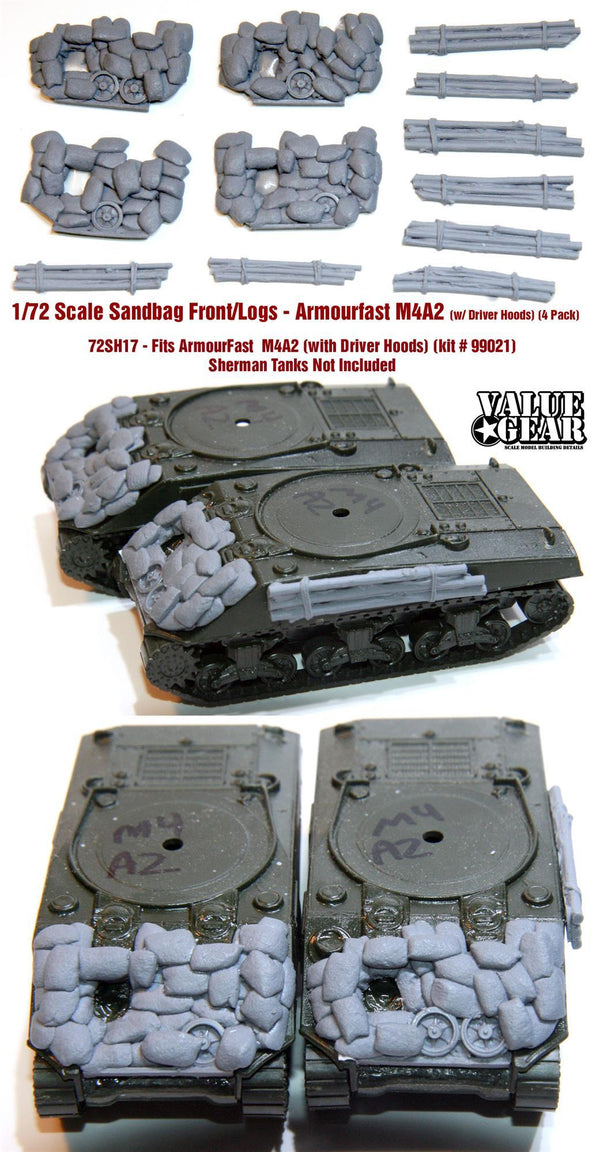 1/72 scale resin model 72SH17 Sandbag Fronts/logs For Sherman M4A2 (4 Pack) (Armourfast M4A2 Kits)