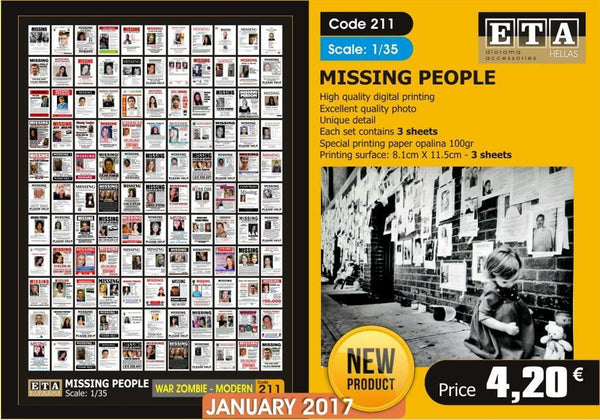 1/35 Scale Missing People posters (Zombie wars)