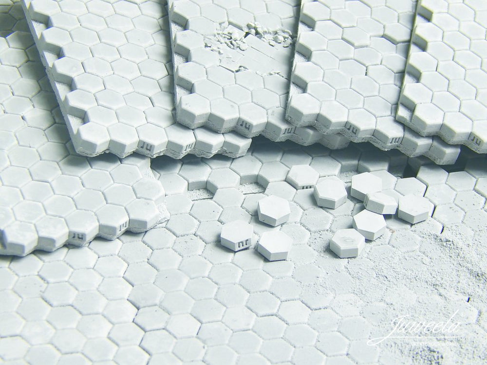 1/35 scale paver plates hexa 69x38mm w/ loose pavers, 12 pcs