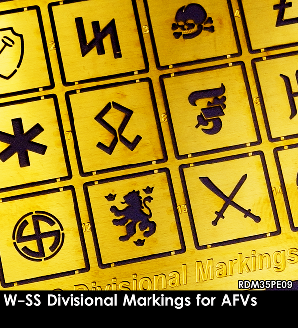 RADO WW2 German 1/35 W-SS Divisional Markings (stencils for vehicles, single fret size 40x60mm)