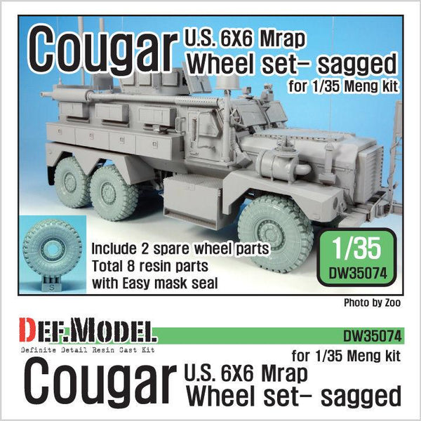 US Cougar 6X6 Mrap Sagged Wheel set 2 Spare wheel( for Meng 1/35)