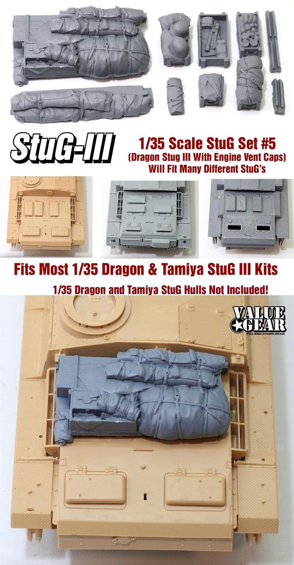 StuG Stowage Set #5. Fits All 1/35 Dragon & Tamiya StuG III E/F/F8/G Kits and others.