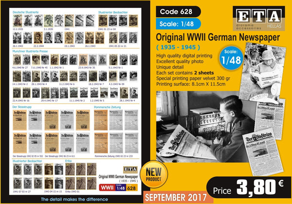 1/48 scale Original WW II German Newspaper