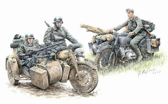 Masterbox 1:35 'Kradschutzen' German Motorcycle Troops on the move