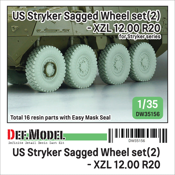 DEF Models 1/35 US M1126 Stryker XZL Sagged wheel set (2) (for Stryker series 1/35) ( Release Nov.2022)