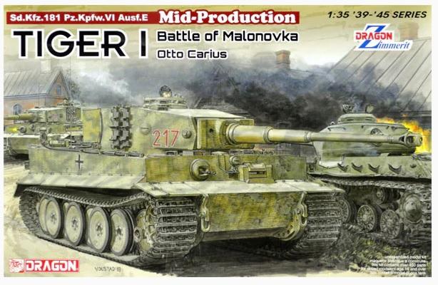 Dragon 1/35 scale TIGER 1 MID PRODUCTION W/ZIMMERIT OTTO CARIUS (BATTLE OF MALINAVA VILLAGE 1944)