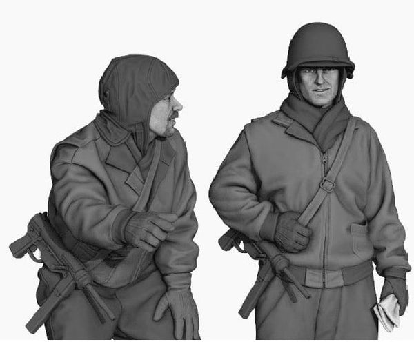 1/35 scale resin figure kit WW2 US Army tankers  in Ardennes set