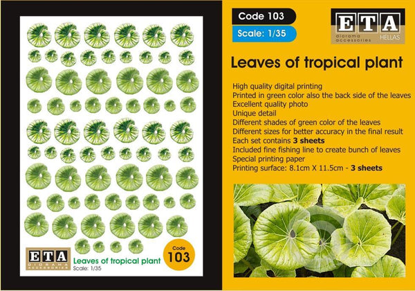 Leaves of tropical plant Suit scales 1/35, 1/32, 1/24