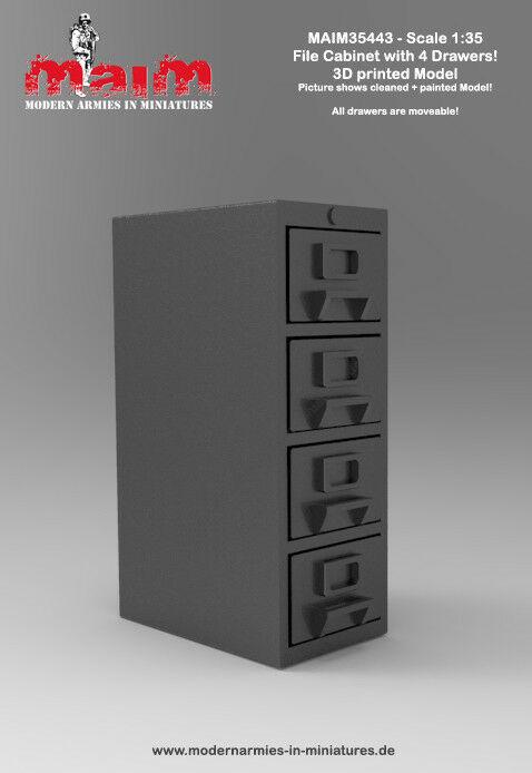 1:35 scale 3D printed model kit File Cabinet with Drawers (moveable); Filing cabinet