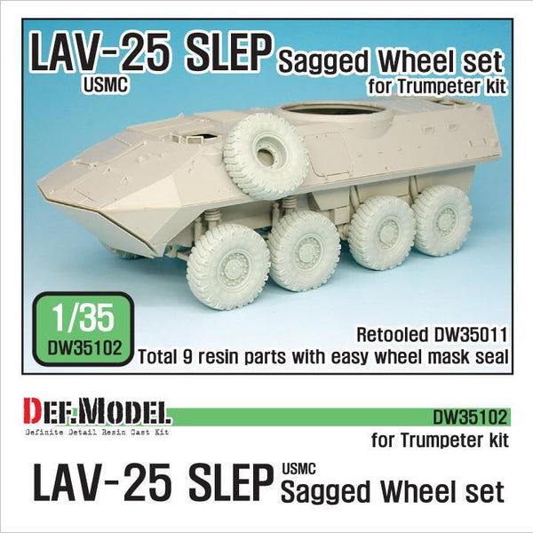 1/35 scale resin model kit US LAV-25 SLEP Sagged Wheel set (for Trumpeter 1/35) Retooled DW35011