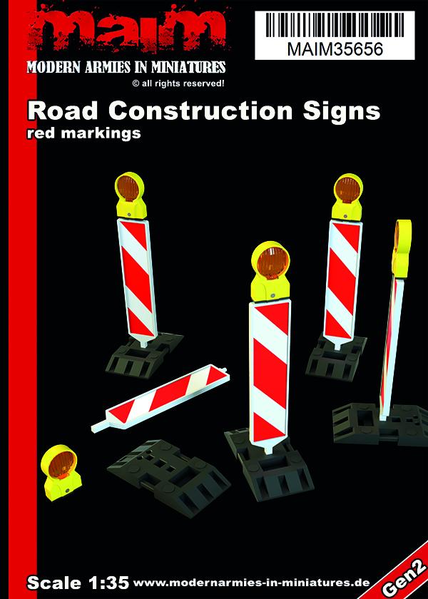 MAIM Road Construction Signs (red Version) / 1/35 scale