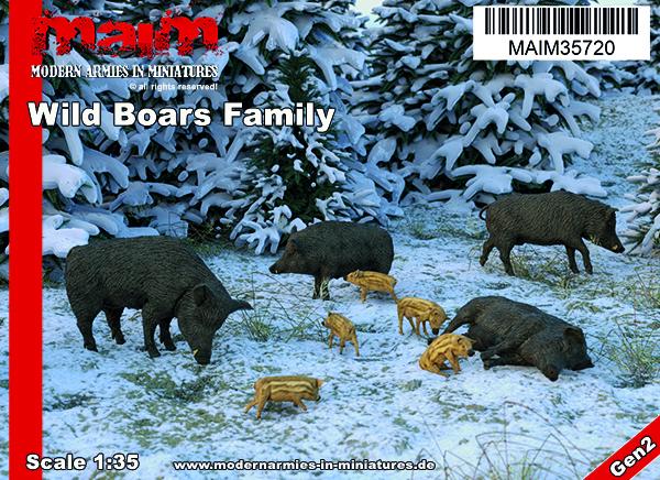 MaiM 1/35 scale 3D printed Wild Boars Family / 1:35