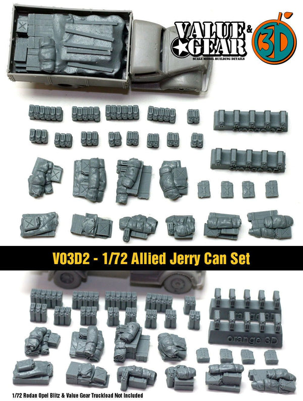 1/72 scale Vo3d2 WW2 Allied Jerry Can Set (37 Pieces)