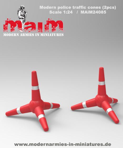 Modern Police traffic Cones (2pcs) / 1:24