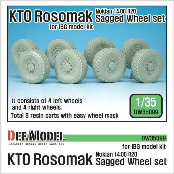1/35 Scale resin model kit KTO ROSOMAK Nokian Sagged Wheel set ( for IBG model 1/35)