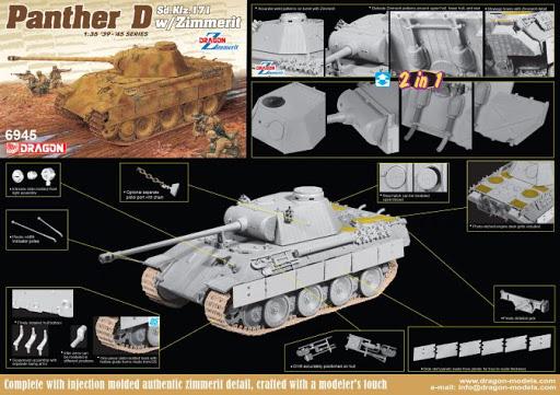 Dragon 1/35 scale WW2 SDKFZ 181 PANTHER AUSF D WITH ZIMMERIT (2 IN 1)