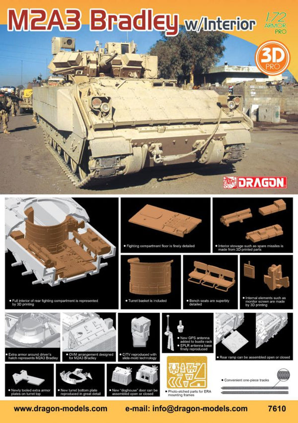 DRAGON D7610 1/72 M2A3 Bradley with INTERIOR