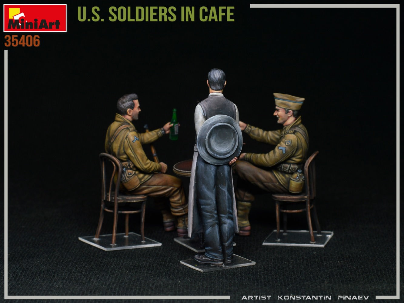 Miniart 1/35 WW2 US Soldiers in Cafe diorama model kit