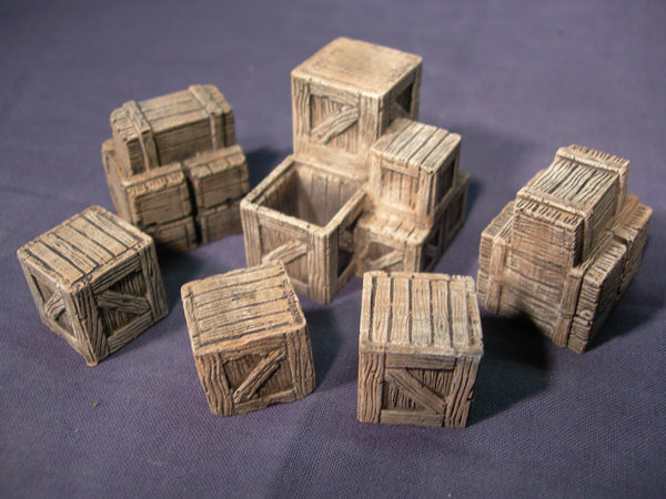 Wargaming Warhammer 28mm Blot Action Crates pack assorted Wooden crates