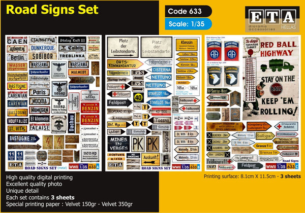1/35 scale WW2 Road signs set