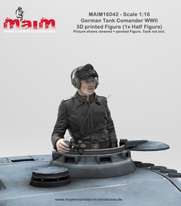 1:16 scale 3D printed model kit German Tank Commander (1x Half Figure) WWII / 1:16