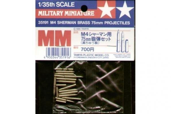 Tamiya 1/35 scale M4 Sherman tank Brass 75mm Projectile