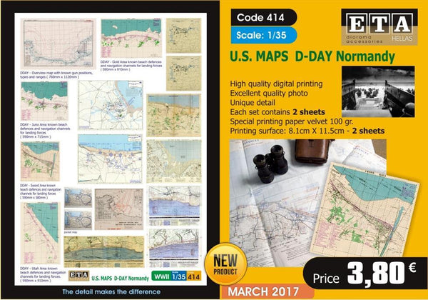 U.S. Maps D-Day Normandy - 1/35 scale - 2 sheets