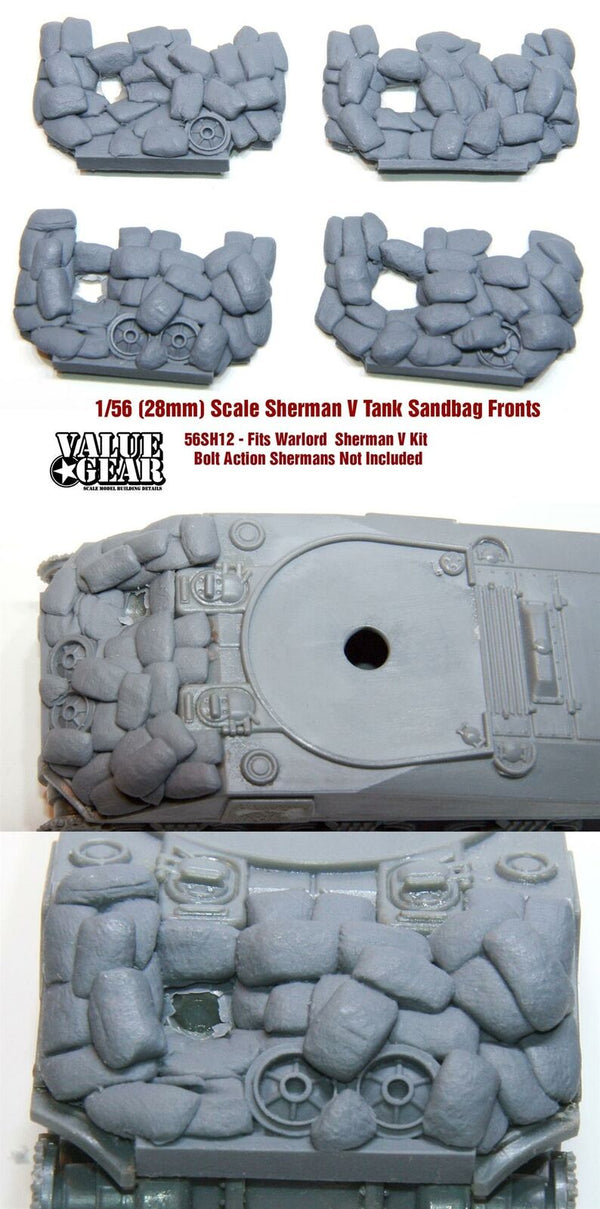 28mm (1/56 scale)  56SH12 Sandbag Fronts for Sherman V (4 pack) (Warlord Kit)