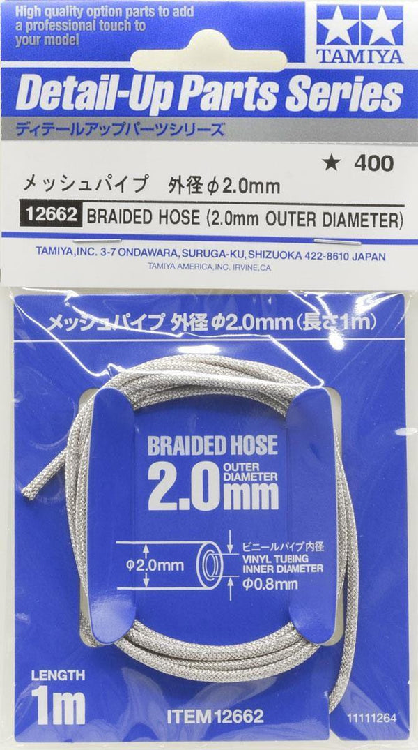 TAMIYA 1/12 BIKES BRAIDED HOSE 2MM OUTER DIA