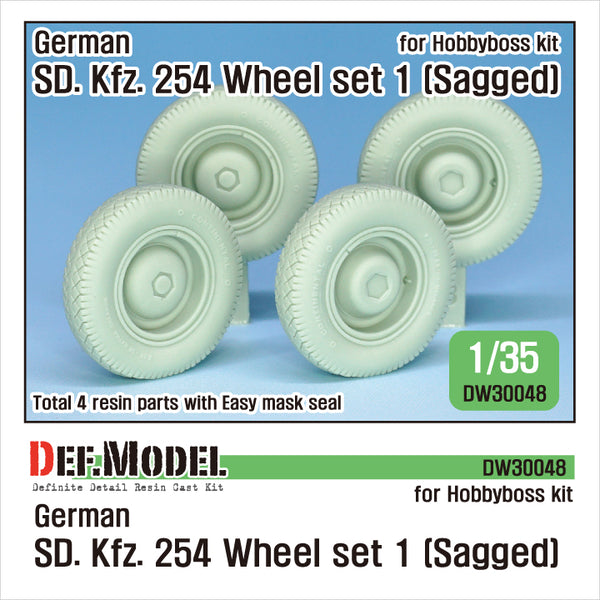 DEF models 1/35 scale WW2 German SD.kfz.254 wheel set(1) - sagged ( for Hobbyboss 1/35)