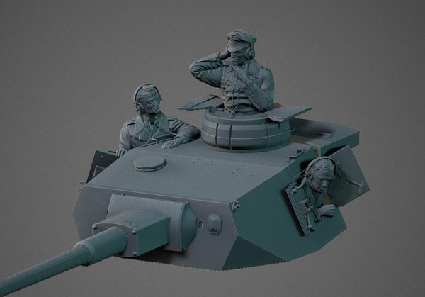 1/35 scale resin figure kit WW2 German Panzerjacke Turret Crew (Pz III & Pz IV Tanks)