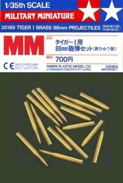 Tamiya 1/35 scale Tiger I Brass 88mm Projectiles