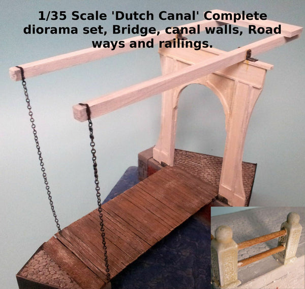 1/35 Scale 'Dutch Canal' Complete diorama set[comma] Bridge[comma] canal walls[comma] Road ways and railings.