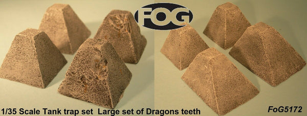 1/35 Scale Tank trap set - Large set of Dragons teeth
