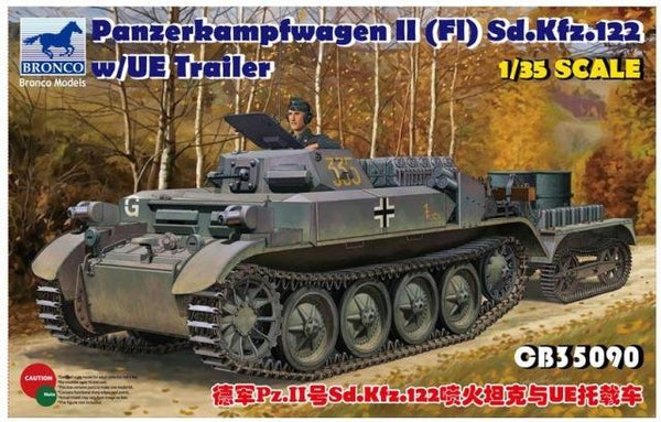 1/35 Scale Bronco kit Panzerkampfwagen II (F1) with UE Trailer