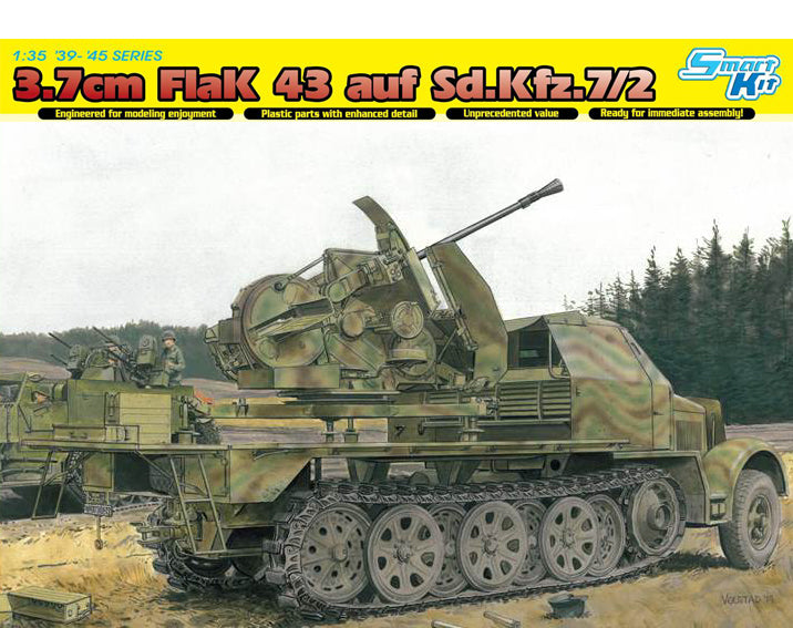 Dragon 1/35 WW2 German SD.KFZ 7 W/3.7CM FLAK 43 AUF SELBSTFAHRLAFETTE