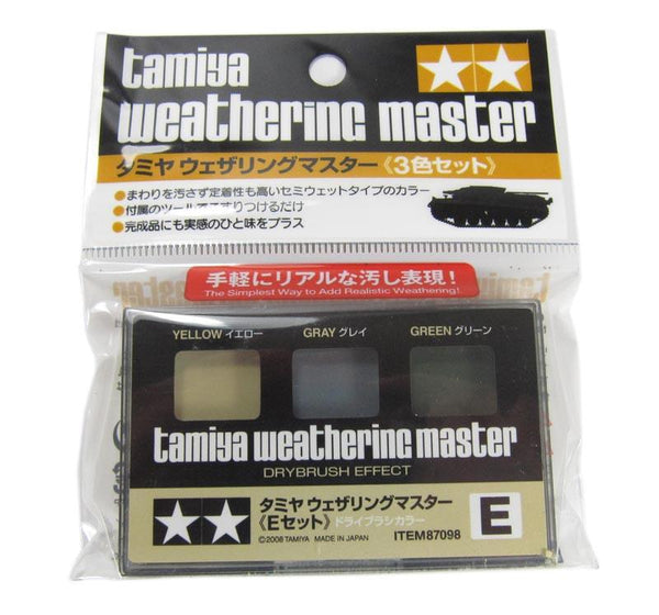 Tamiya Weathering Master E set brush effect y/g/gry