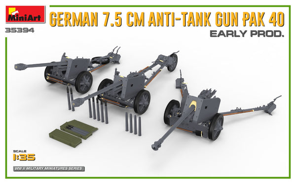 Miniart 1/35 WW2 GERMAN 7.5CM ANTI-TANK GUN PAK 40 EARLY PRODUCTION