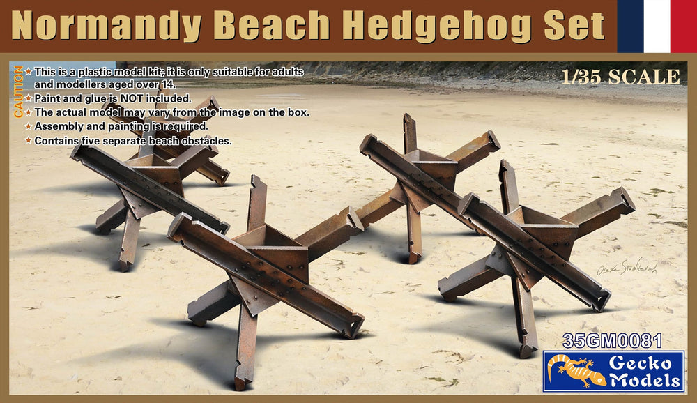 Gecko 1/35 scale beach hedgehog set model used in Normandy
