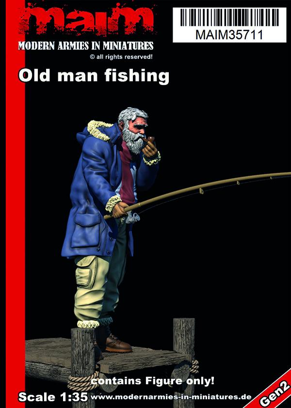 MaiM 1/35 scale 3D printed Old man fishing / 1:35