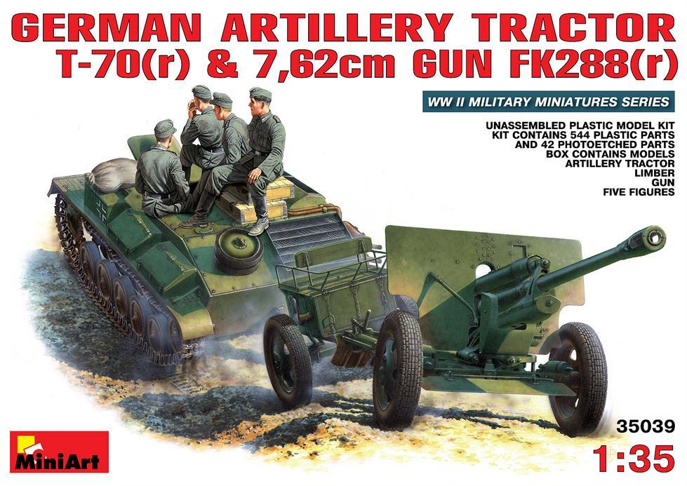 Miniart 1:35 German artillery tractor T-70 7.62cm gun FK288 w/ Crew