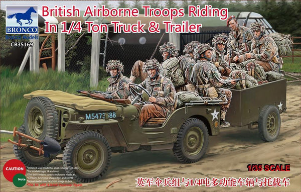 1/35 Scale British Airborne Troops Riding in 1/4 ton Truck and Trailer Includes the Airborne modified 1/4 ton Truck, airborne