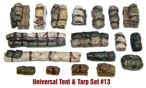 1/35 Scale Resin kit Tents & Tarps Set  #13 - tank or vehicle stowage, dioramas