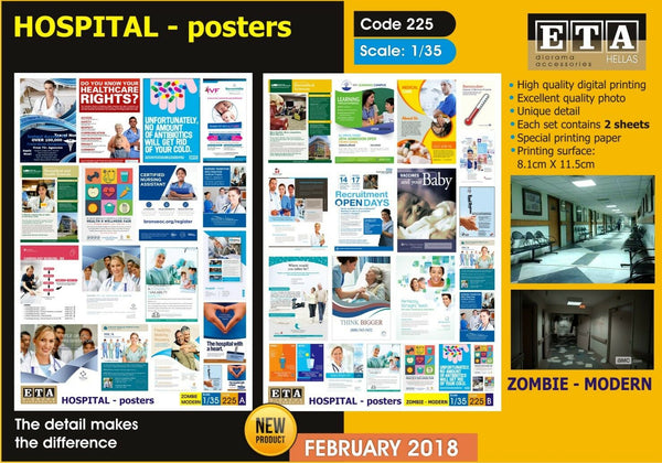 Hospital Posters - 1/35 scale - Zombie/ Modern - 2 sheets