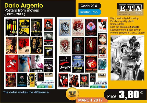 Dario Argento Posters from movies 1973-2012 - 1/35 scale - 2 sheets