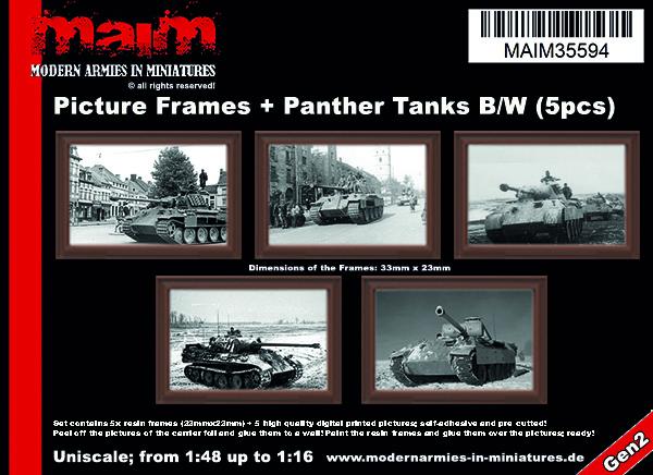 MAIM Picture Frames + German Panther Tanks B/W (5pcs) / Uniscale