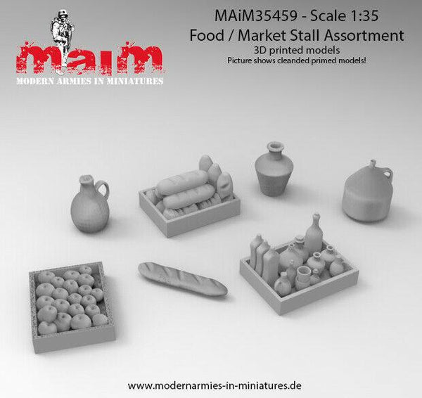 Market Stall Product Assortment / 1/35 Scale 3D Printed model