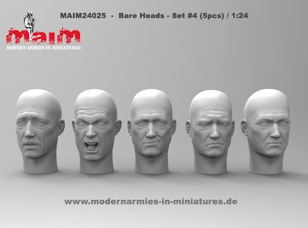 1:24 Scale Bare Heads - Set #4 / 1:24 - 75mm